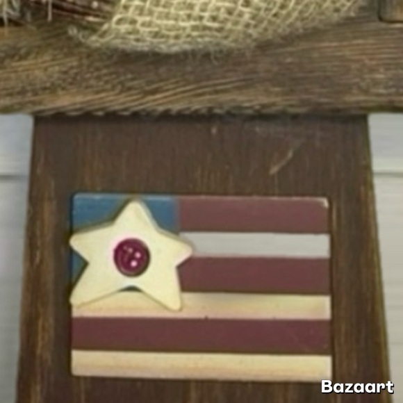 New 16x14 primitive Americana barnwood wreath American flag handmade 4th of july - Picture 2 of 4